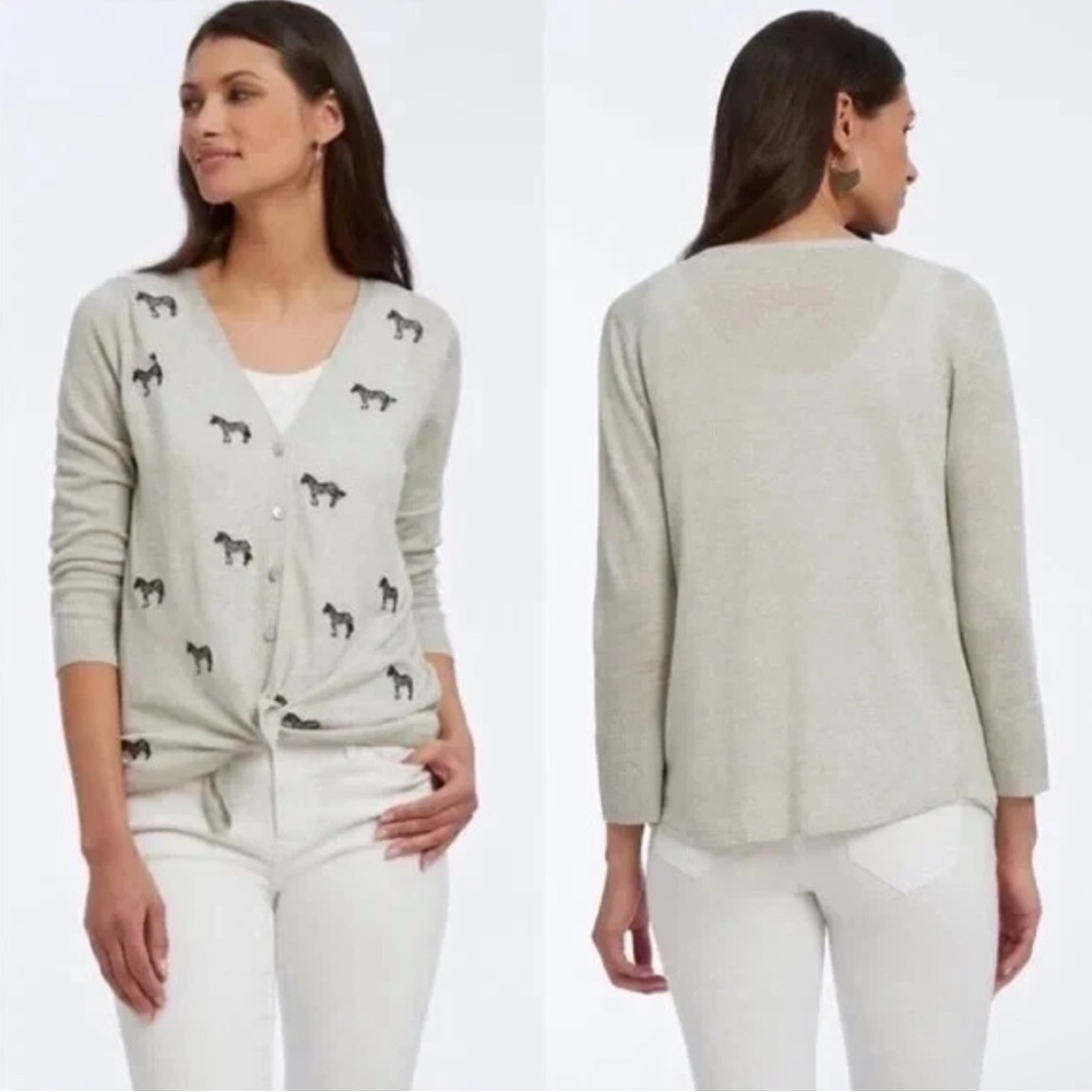 NIC+ZOE Zebra Crossing Linen Blend Cardigan - Picture 2 of 9